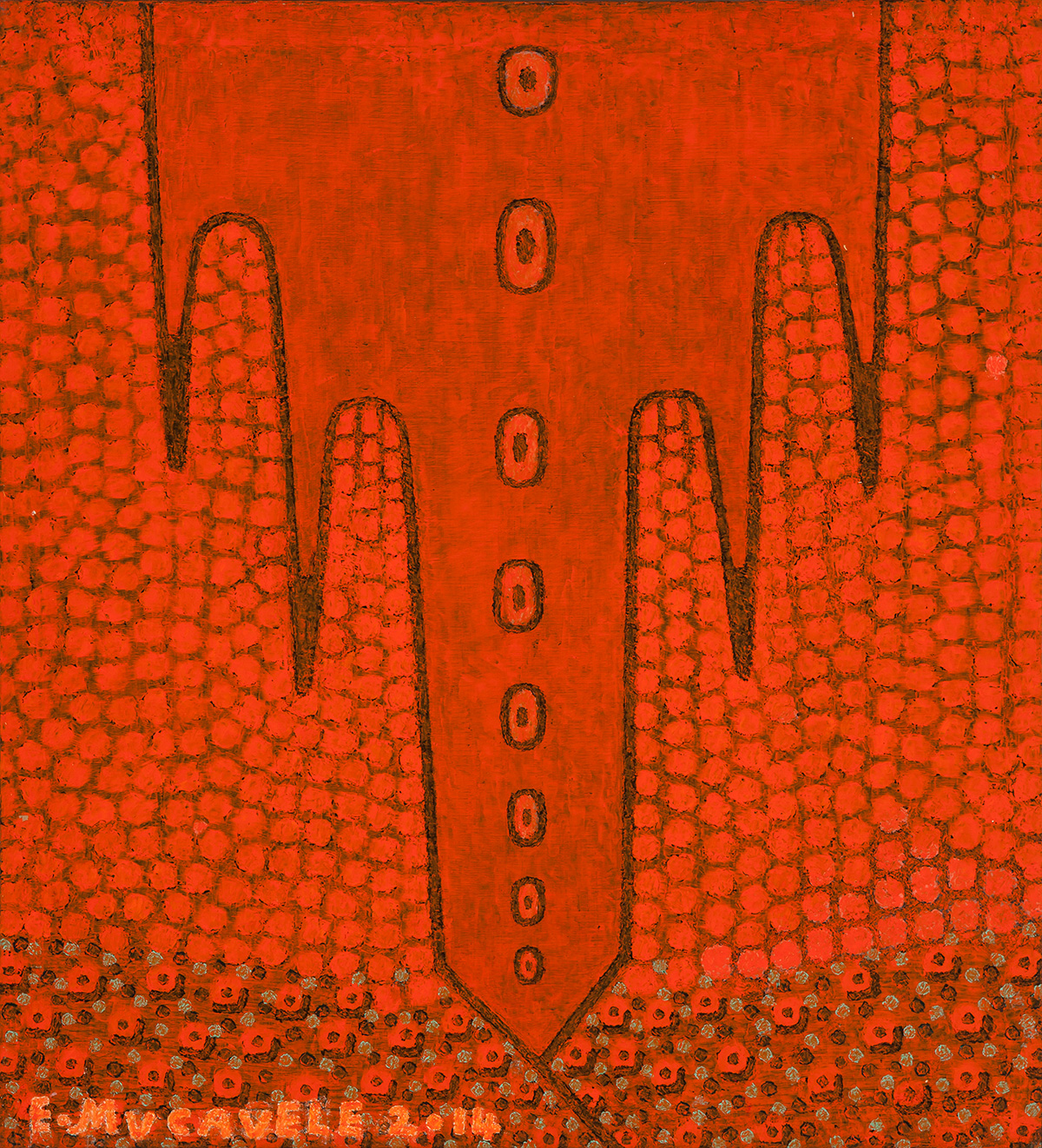 22.04 Estevão Mucavele - Untitled (Orange Mountains and Flowers), 2014