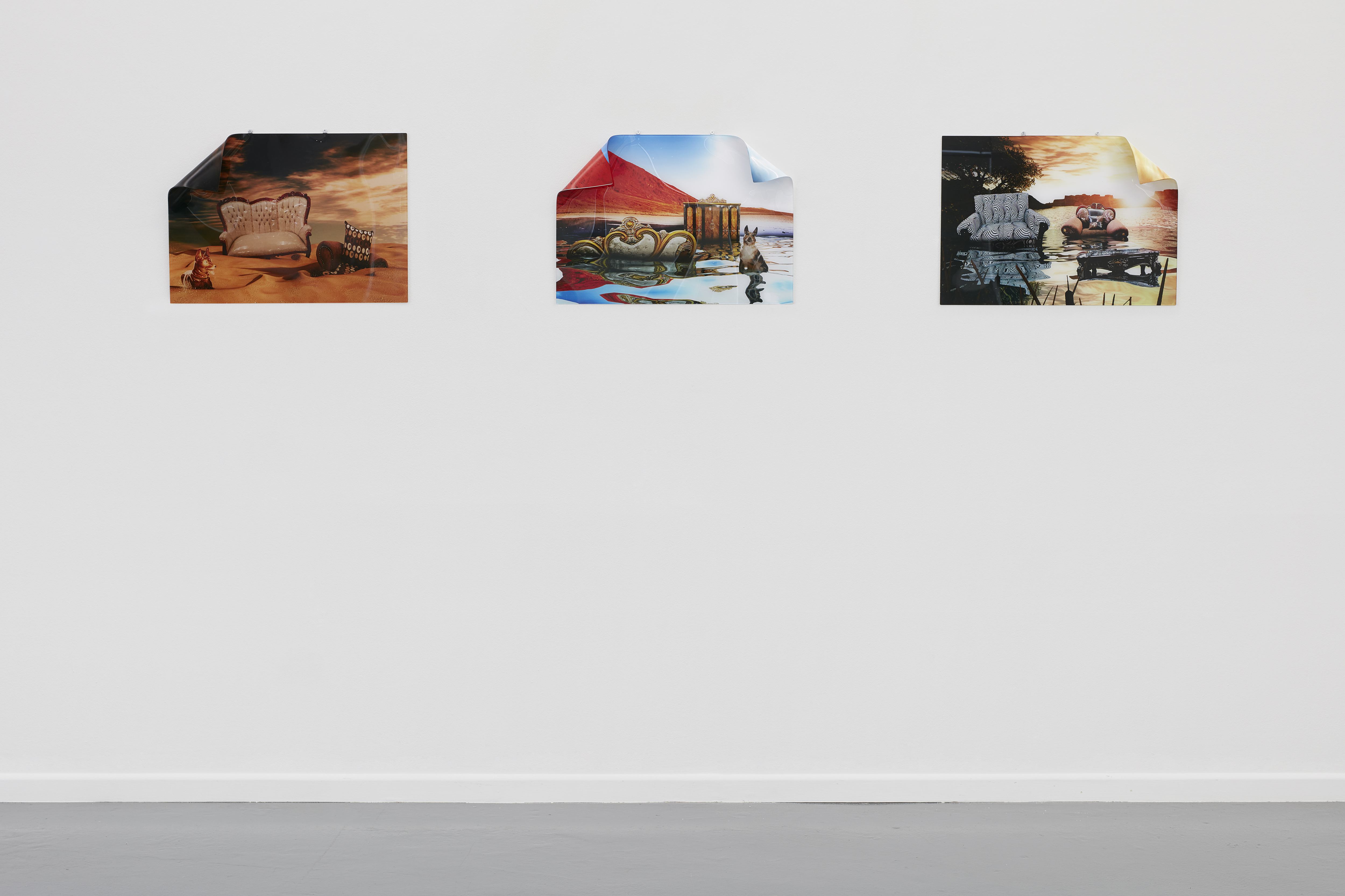 Installation view of Post-Lay-Buy 1, 2 and 3
