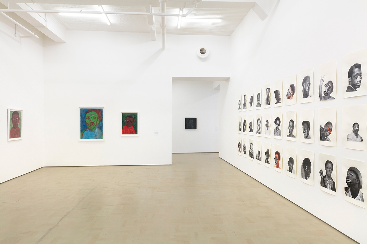 Installation view with works by Moshekwa Langa, Nelly Guambe and Neo Matloga