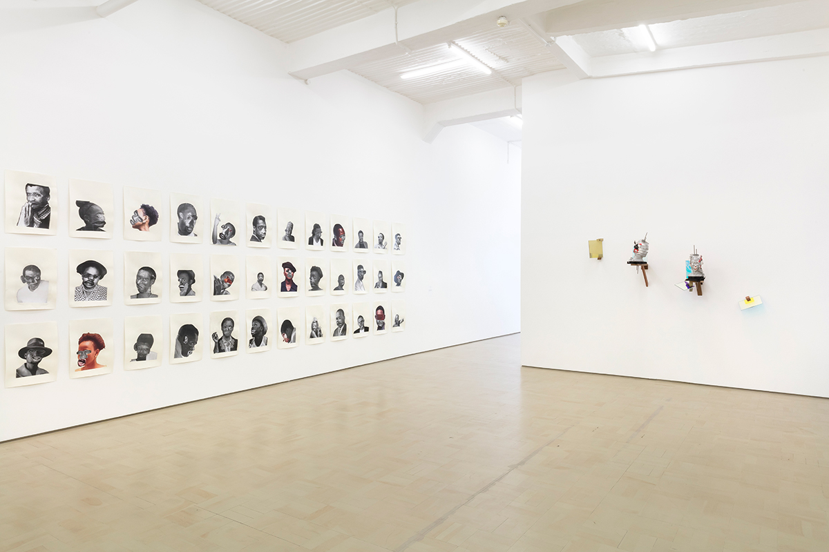 Installation view with works by Neo Matloga and Wim Botha