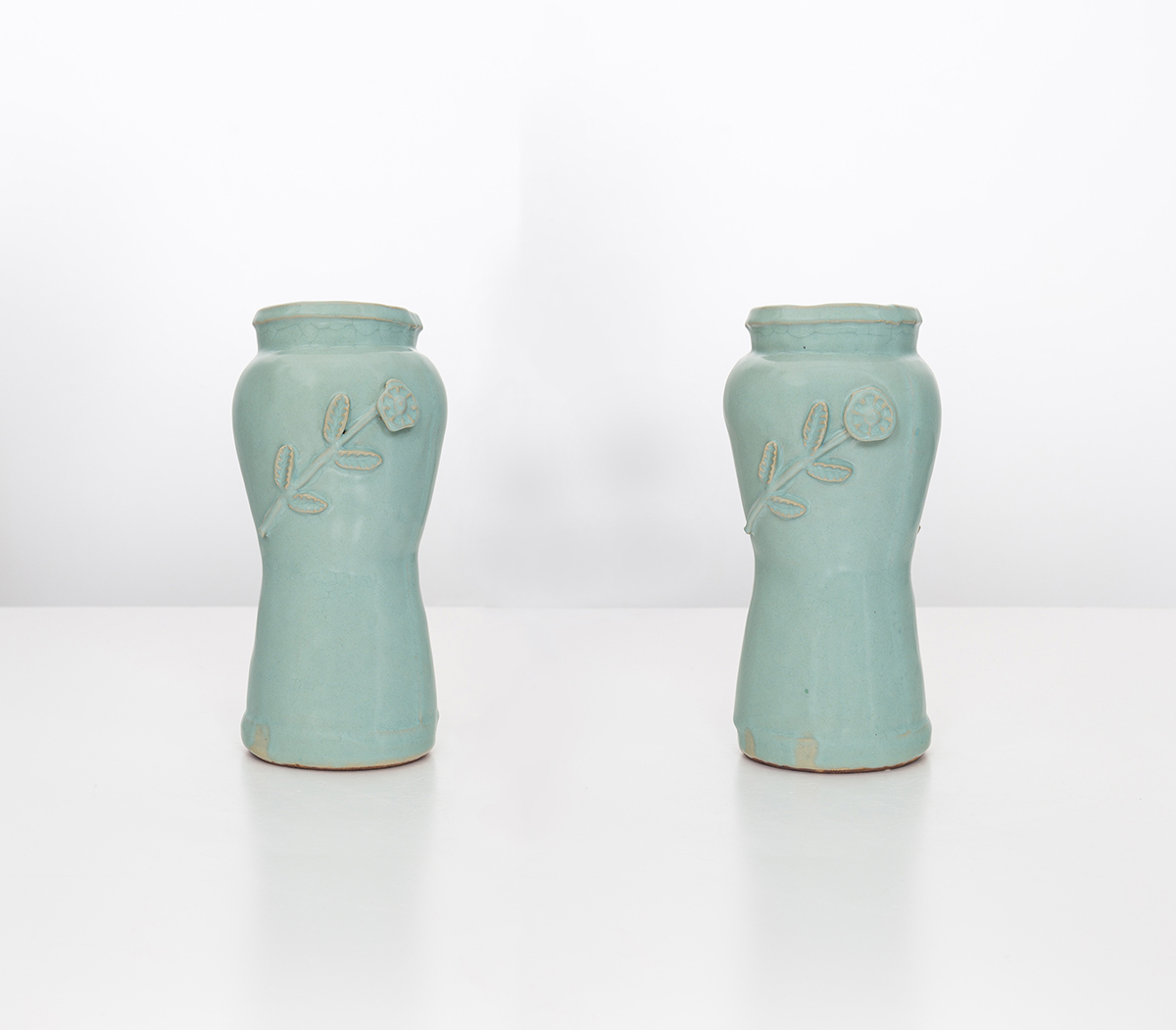 Hylton Nel - Coral blue vases with flower details, 13.2.15, 2015