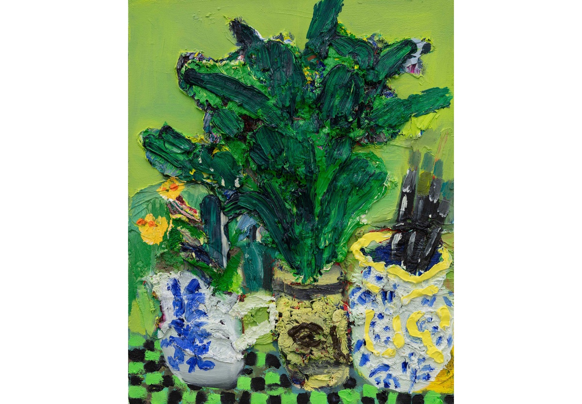  - Ironware jug, Hodgins vase and Talavera brush pot, 2024