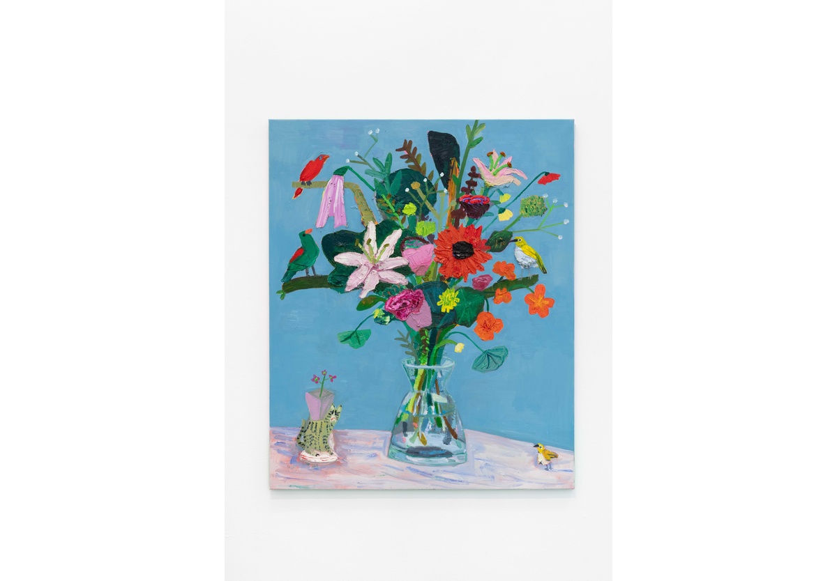 Georgina Gratrix - West End Arrangement (white eyes and nasturtiums with Hylton cat vase), 2025