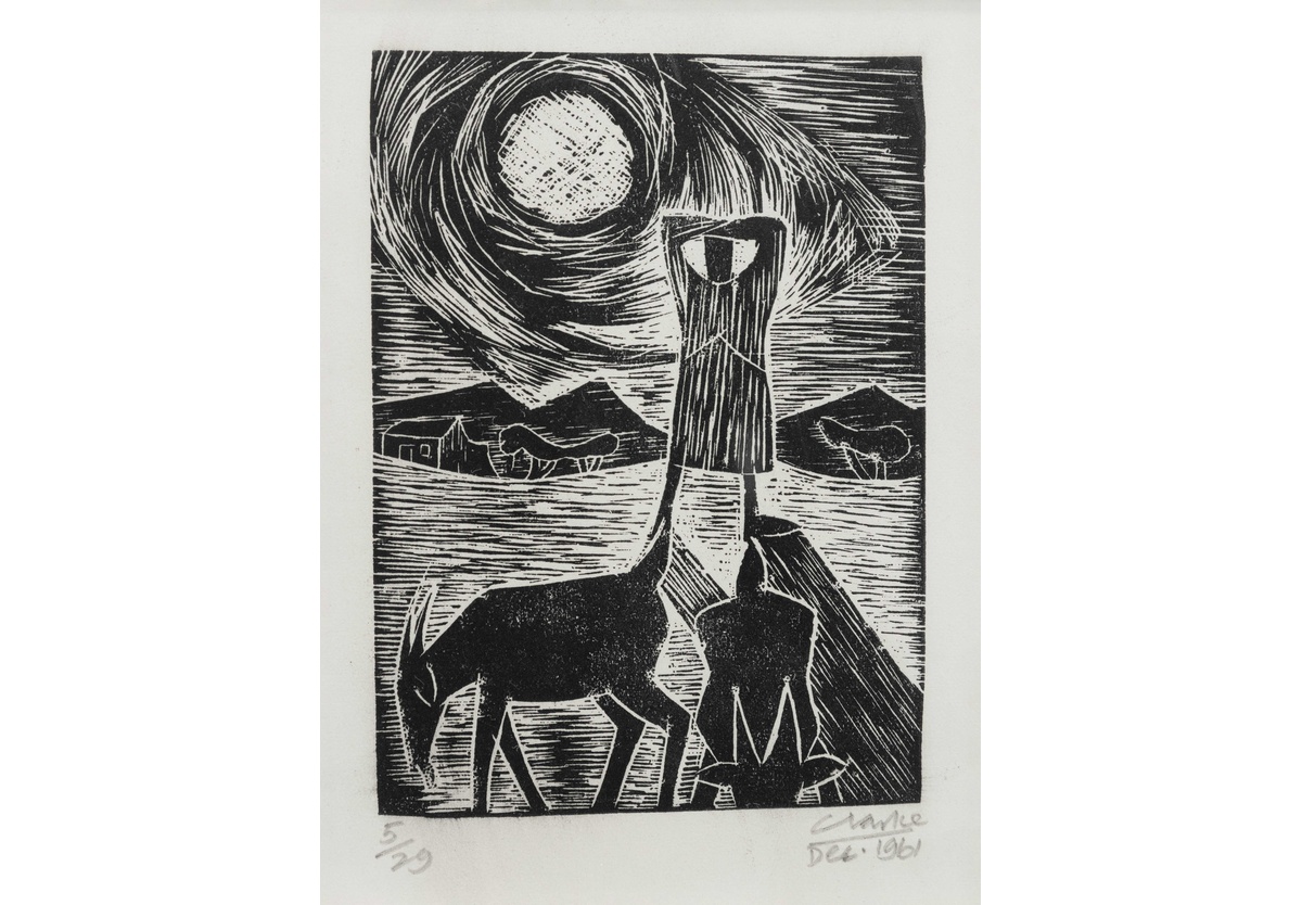 Peter Clarke - Goats grazing under the winter sun, 1961