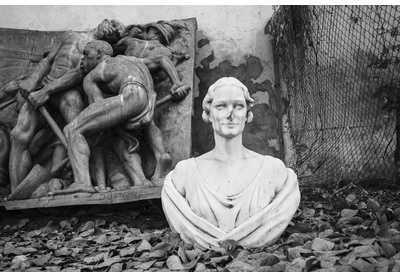 Colonial era statue and memorial in storage, Democratic Republic of Congo