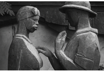 Colonial era statue and memorial in storage, Democratic Republic of Congo