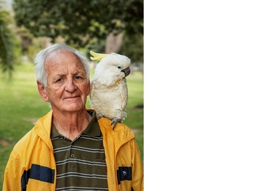Taking his parrot for a walk, De Waal Park, Cape Town