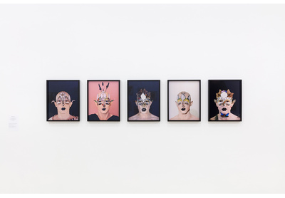 Installation view with works by Steven Cohen