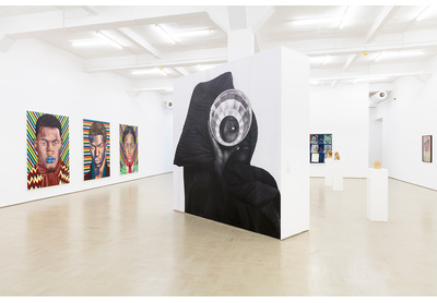 Installation view with works by Mustafa Maluka and Zanele Muholi