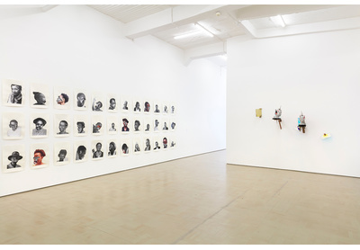 Installation view with works by Neo Matloga and Wim Botha