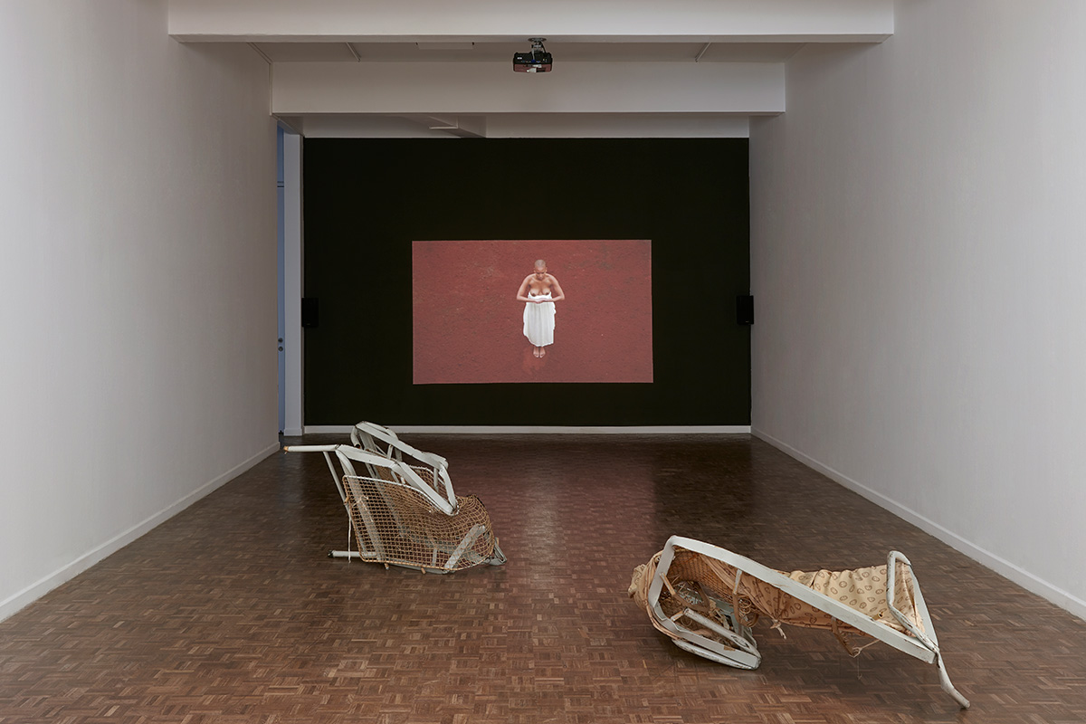 Installation view with works by Turiya Magadlela and Bronwyn Katz, Stevenson, Johannesburg